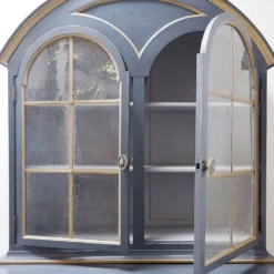 Buffet vaisselier double corps bois laqué gris - une paire disponible (A)