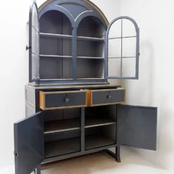 Buffet vaisselier double corps bois laqué gris - une paire disponible (A)
