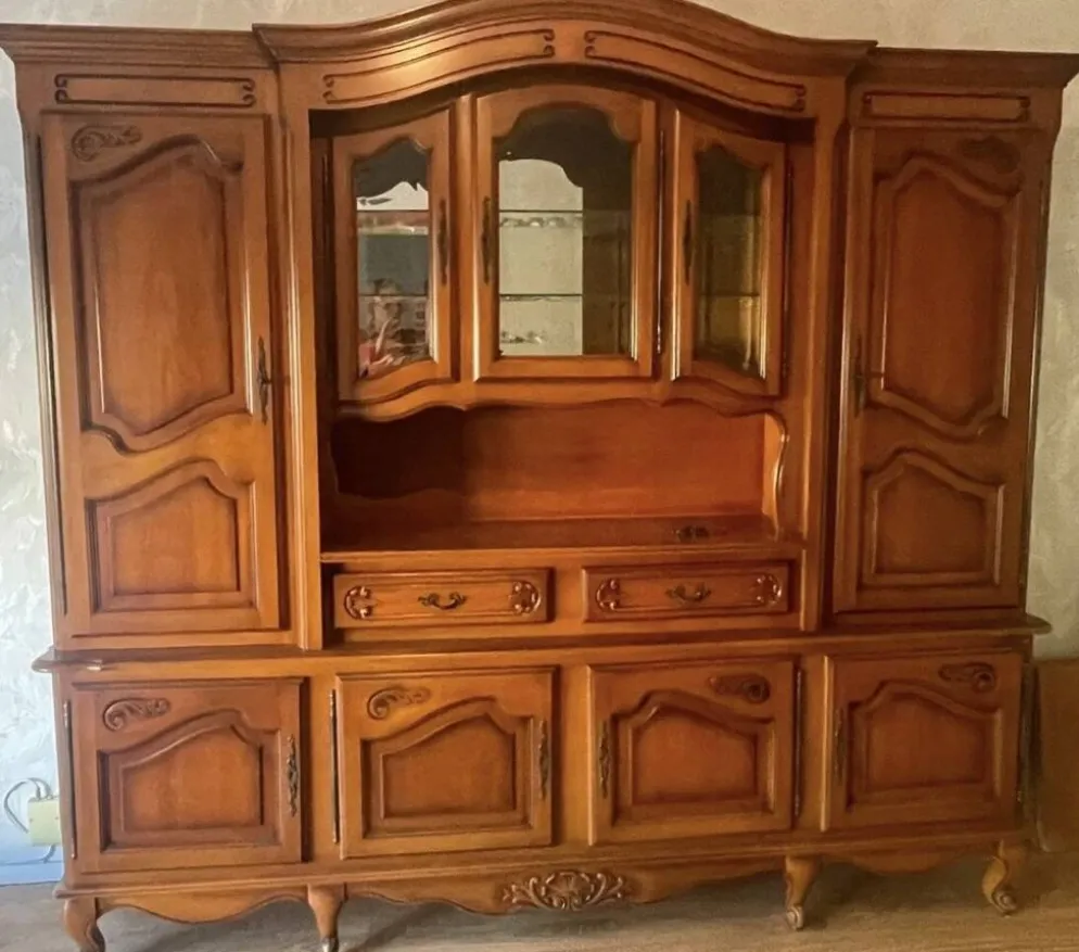 Buffet vaisselier style louis xv en merisier
