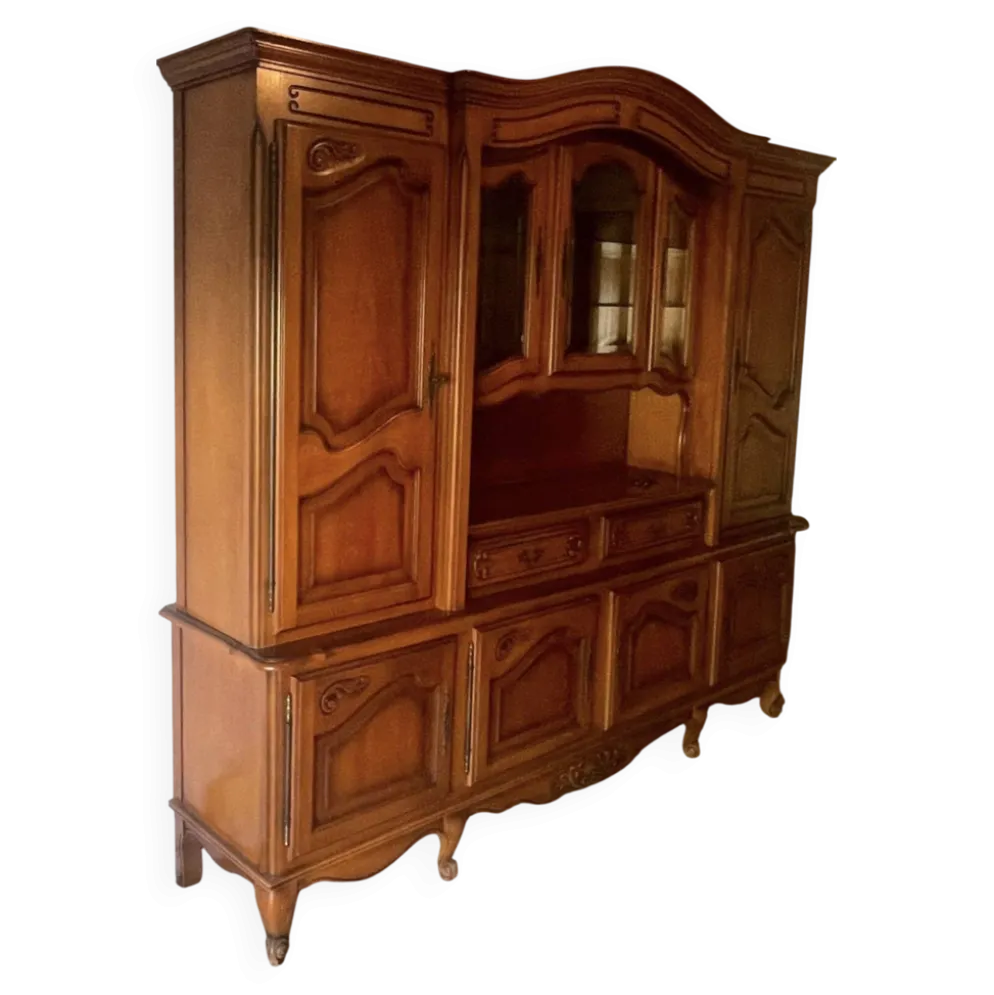 Buffet vaisselier style louis xv en merisier