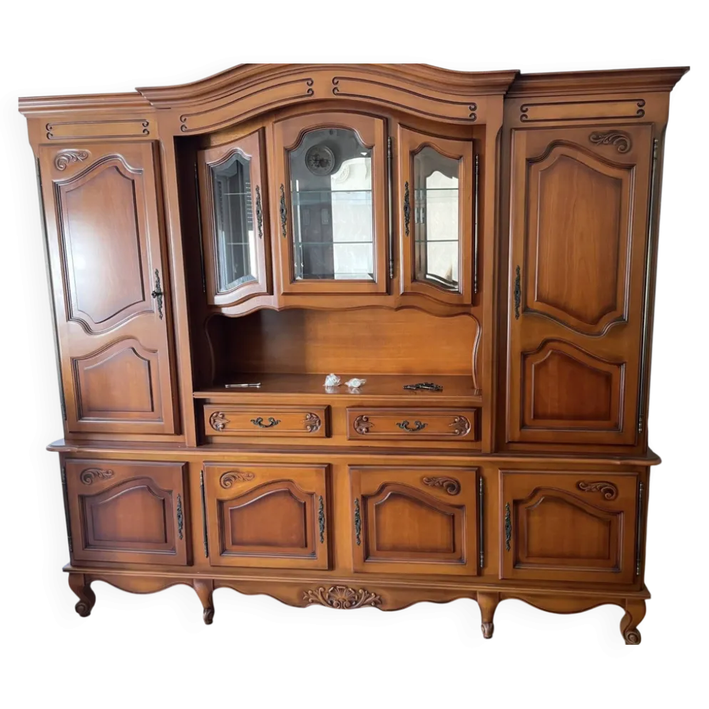 Buffet vaisselier style louis xv en merisier