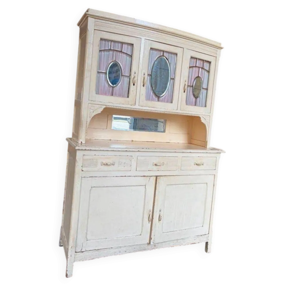 Buffet vintage blanc cassé / meuble de brocante