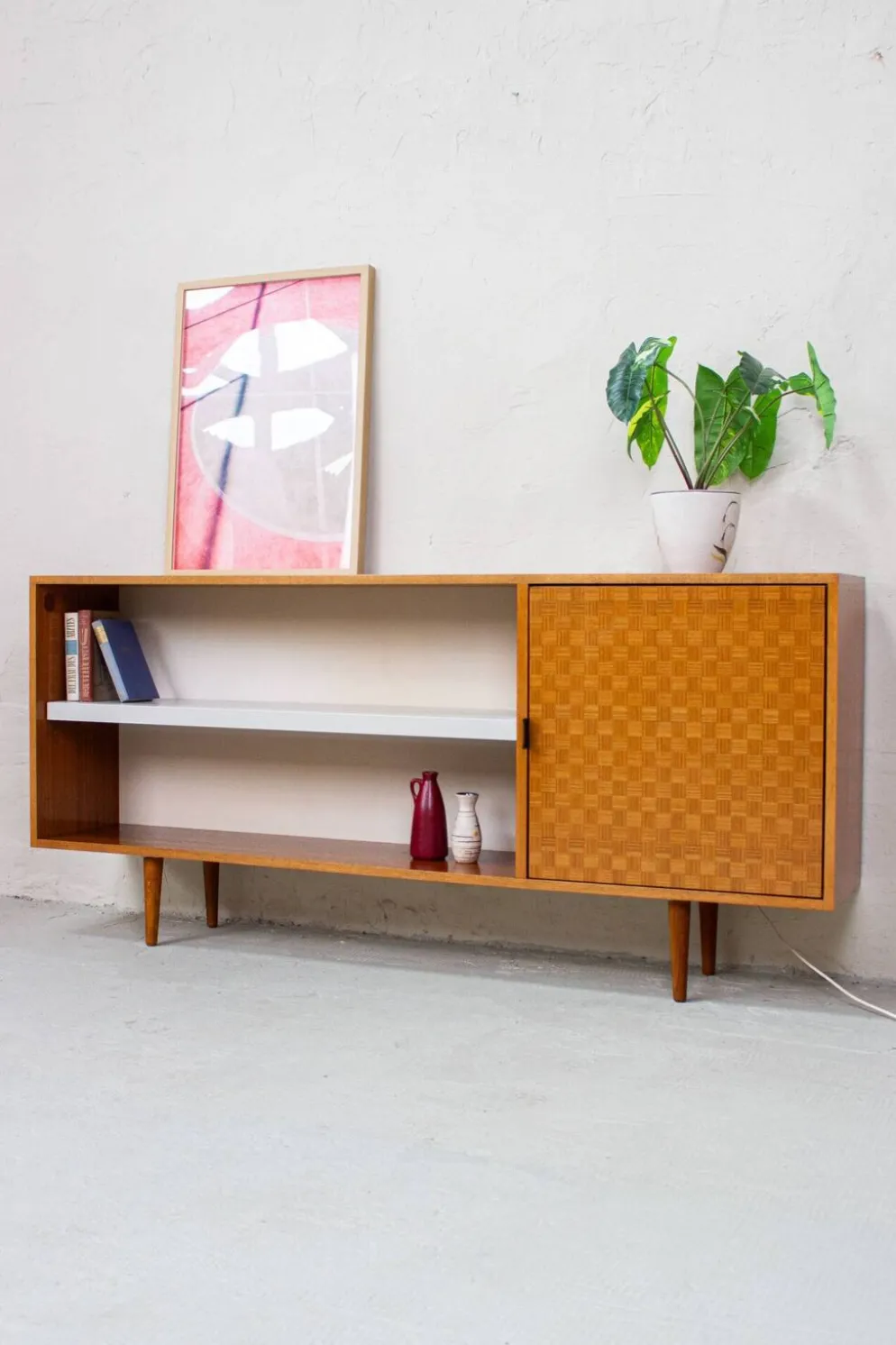 Buffet vintage, commode, étagère à livres, minibar, mid-century années 60