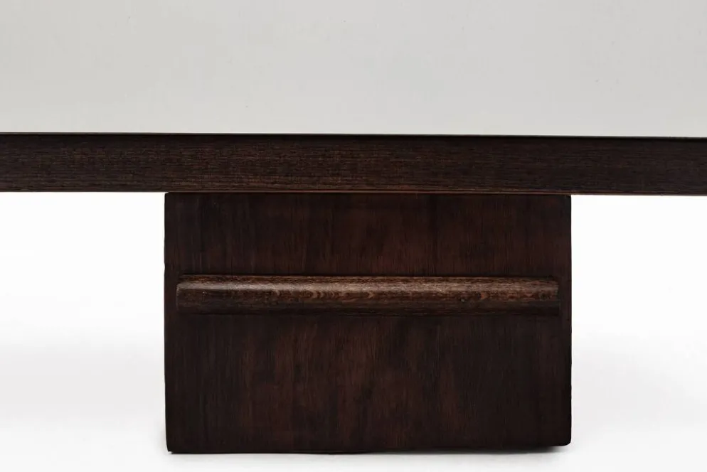 Buffet vintage des années 1950, moderniste, en noyer, motif géométrique Op Art.