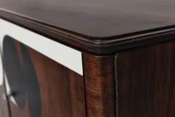 Buffet vintage des années 1950, moderniste, en noyer, motif géométrique Op Art.