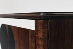 Buffet vintage des années 1950, moderniste, en noyer, motif géométrique Op Art.