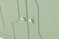 Buffet vintage des années 1970, vert pastel, relief, finition brillante, chrome