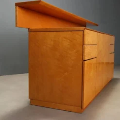 Buffet vintage en loupe avec partie supérieure, design Italie années 1980