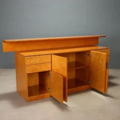 Buffet vintage en loupe avec partie supérieure, design Italie années 1980