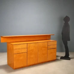 Buffet vintage en loupe avec partie supérieure, design Italie années 1980