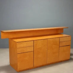 Buffet vintage en loupe avec partie supérieure, design Italie années 1980