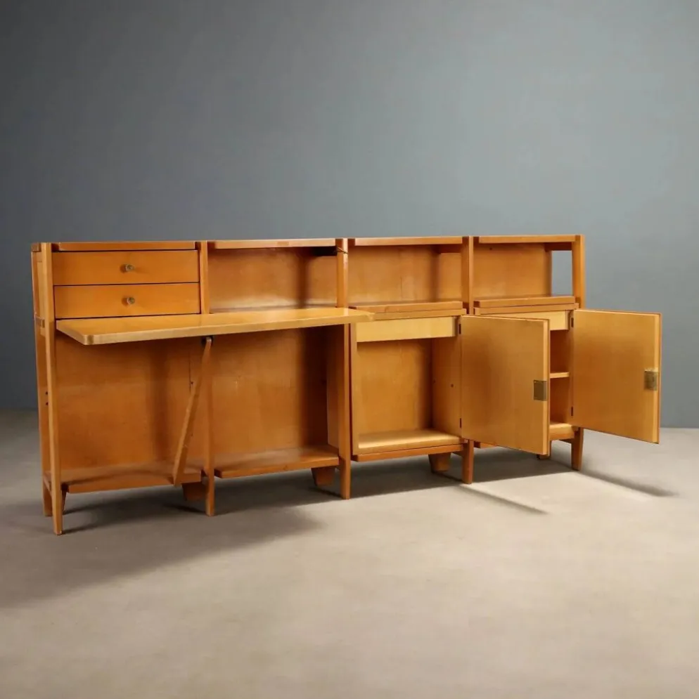 Buffet vintage en placage de peuplier, design Italie années 1960