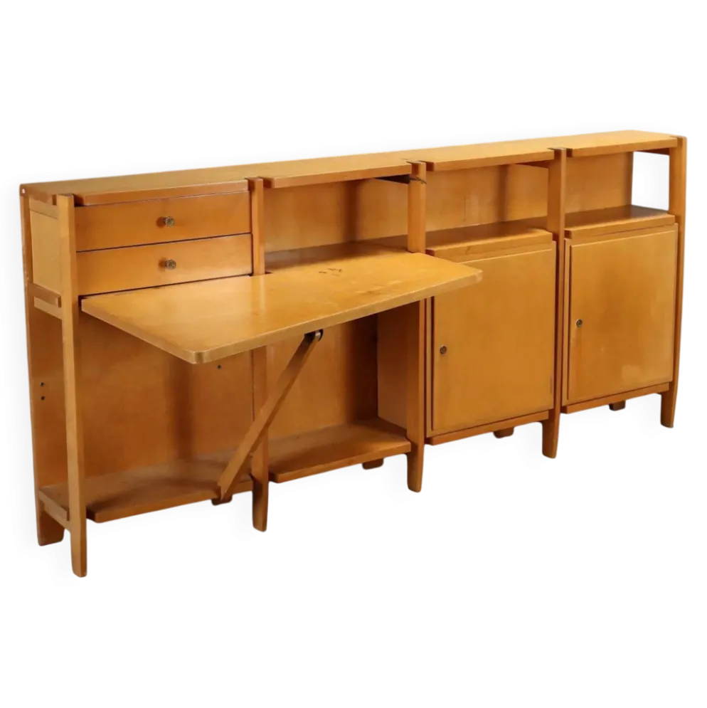 Buffet vintage en placage de peuplier, design Italie années 1960
