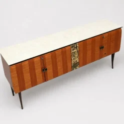 Buffet vintage italien avec plateau en verre – dans le style de Vittorio Dassi