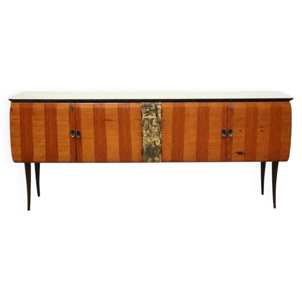 Buffet vintage italien avec plateau en verre – dans le style de Vittorio Dassi