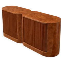 Buffet vintage à portes tambour en loupe de bois