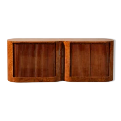 Buffet vintage à portes tambour en loupe de bois