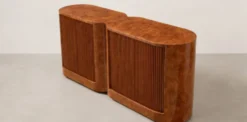 Buffet vintage à portes tambour en loupe de bois