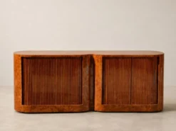 Buffet vintage à portes tambour en loupe de bois