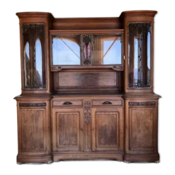 Buffet vitré Art Nouveau attr. à Louis Majorelle – verre rose américain fer