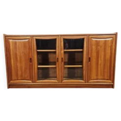 Buffet vitré en teck massif de style moderniste, Dyrlund, années 1980