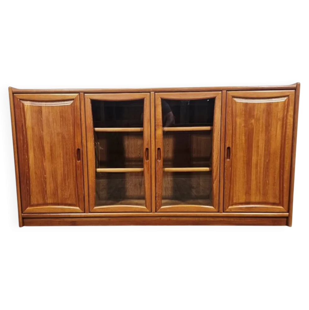 Buffet vitré en teck massif de style moderniste, Dyrlund, années 1980