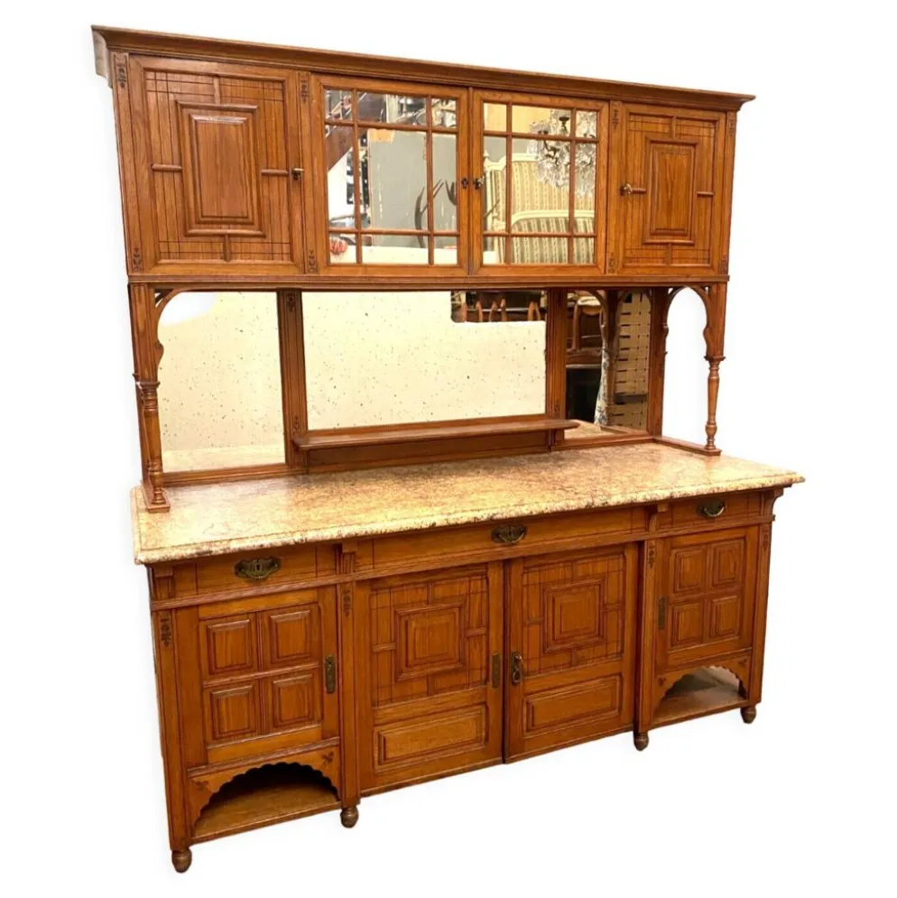 Buffet vitrine de style Louis XVI en bois massif XIX siècle