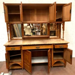 Buffet vitrine de style Louis XVI en bois massif XIX siècle