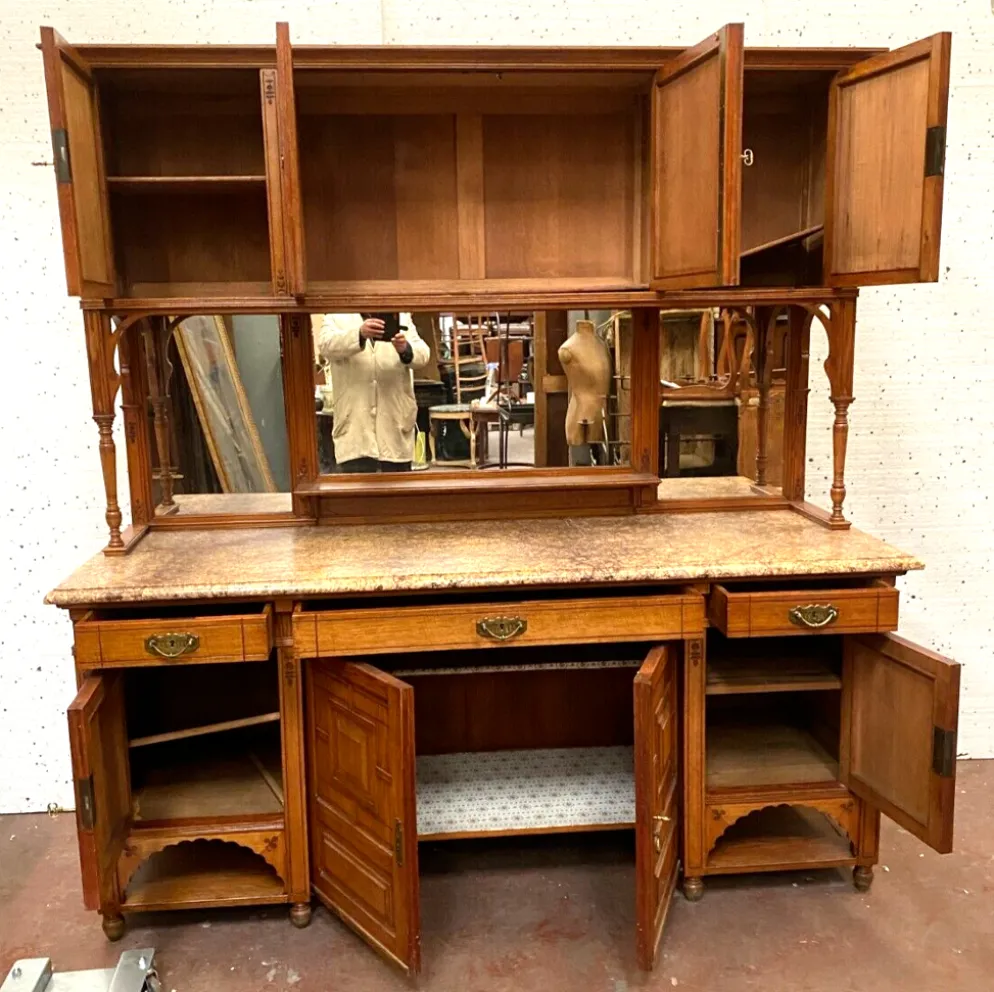 Buffet vitrine de style Louis XVI en bois massif XIX siècle