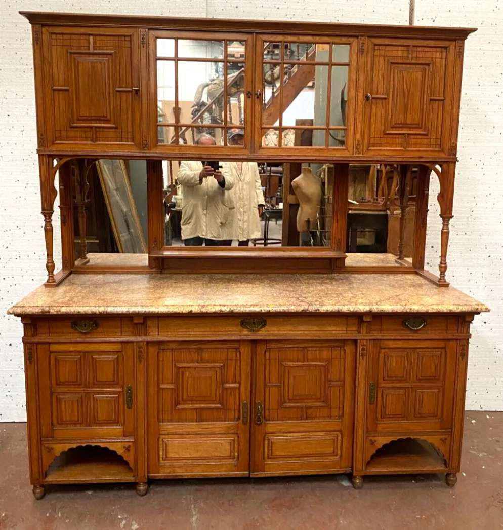 Buffet vitrine de style Louis XVI en bois massif XIX siècle