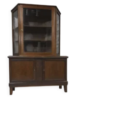 Buffet vitrine deux corps vintage en chêne années 50