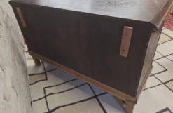 Buffet vitrine deux corps vintage en chêne années 50