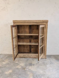 Buffet vitrine en chêne – 2 portes avec vitres