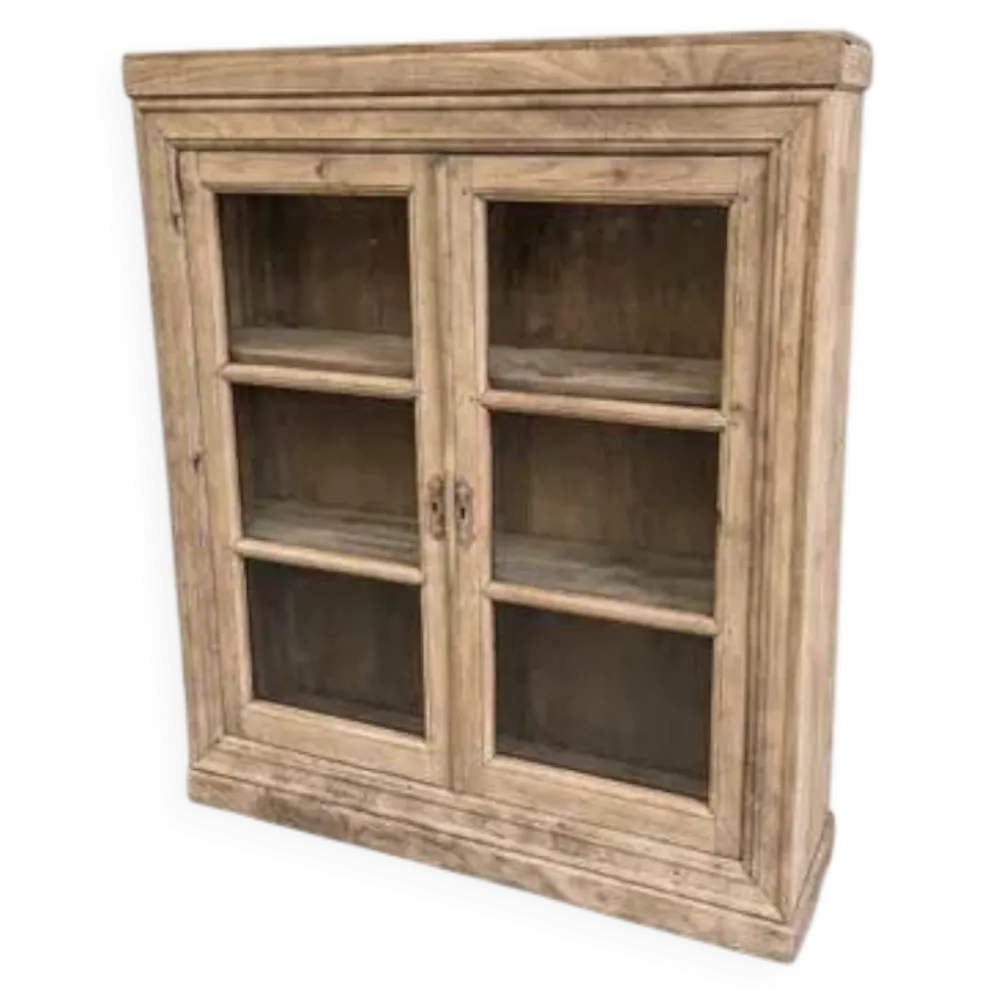 Buffet vitrine en chêne – 2 portes avec vitres