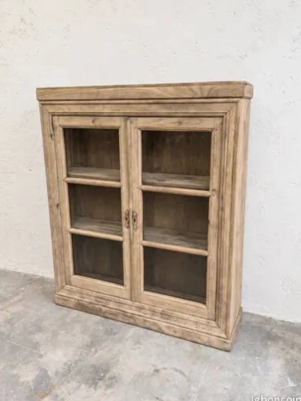 Buffet vitrine en chêne – 2 portes avec vitres