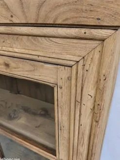 Buffet vitrine en chêne – 2 portes avec vitres