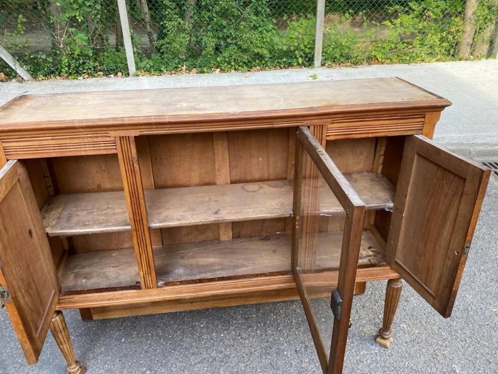 Buffet vitrine vintage art déco 1940 en chêne massif idéal meuble TV