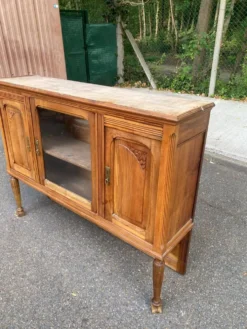 Buffet vitrine vintage art déco 1940 en chêne massif idéal meuble TV