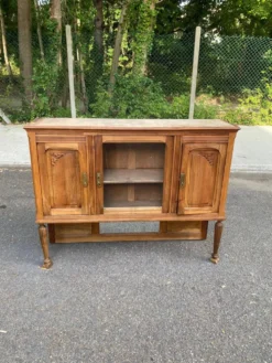 Buffet vitrine vintage art déco 1940 en chêne massif idéal meuble TV