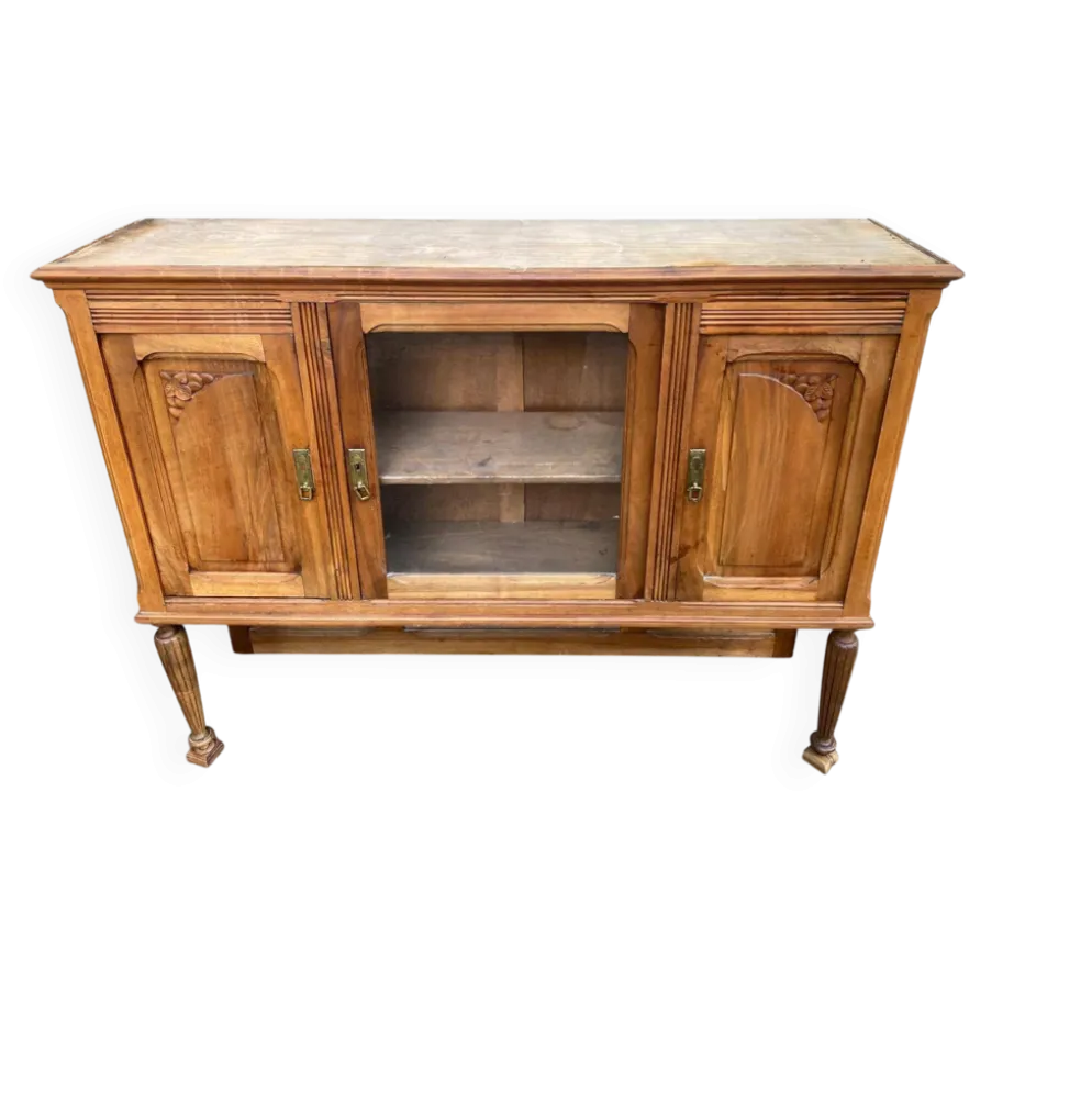 Buffet vitrine vintage art déco 1940 en chêne massif idéal meuble TV