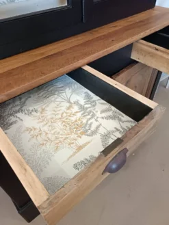 Buffet vitré, vaisselier, bibliothèque ancienne Noir et Bois naturel