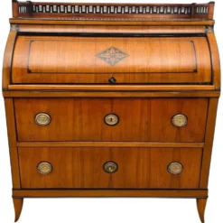 Bureau à abattant Biedermeier en placage de cerisier et en laiton, 1820