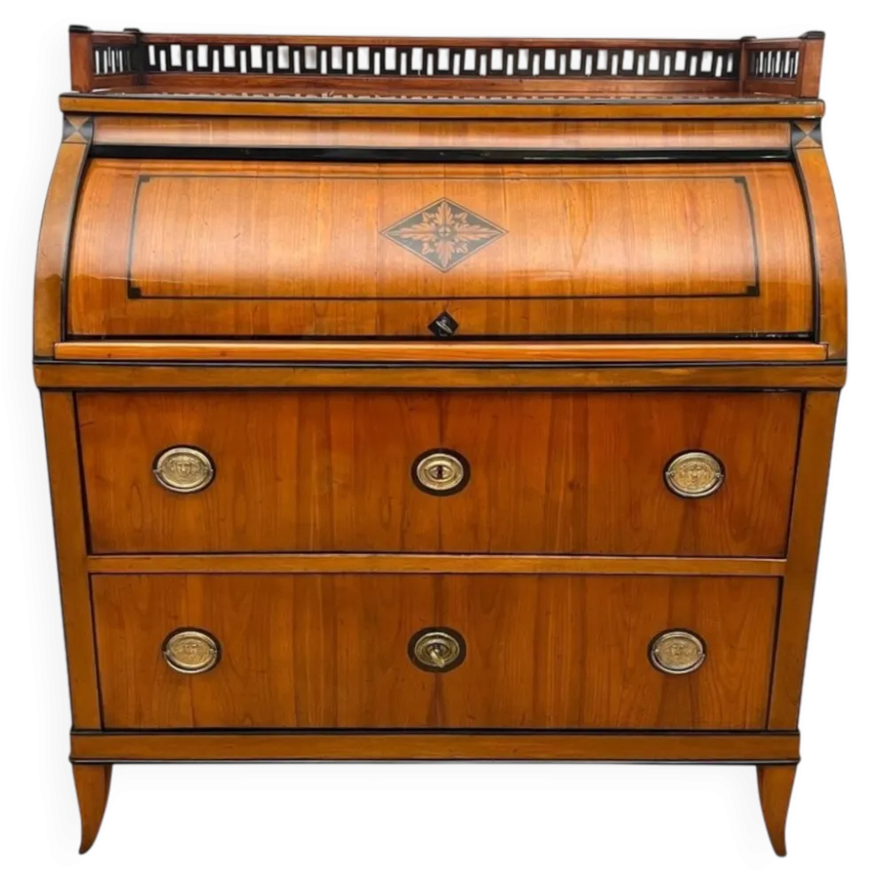 Bureau à abattant Biedermeier en placage de cerisier et en laiton, 1820