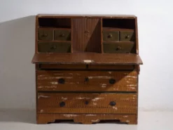 Bureau abattant suédois peint ancien – meuble folk scandinave – année 1783