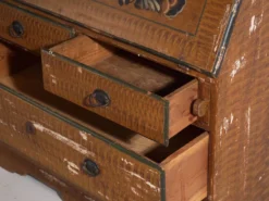 Bureau abattant suédois peint ancien – meuble folk scandinave – année 1783
