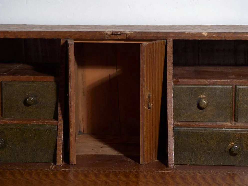Bureau abattant suédois peint ancien – meuble folk scandinave – année 1783