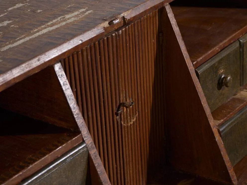 Bureau abattant suédois peint ancien – meuble folk scandinave – année 1783