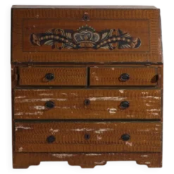 Bureau abattant suédois peint ancien – meuble folk scandinave – année 1783