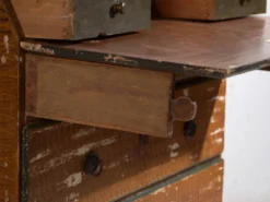 Bureau abattant suédois peint ancien – meuble folk scandinave – année 1783