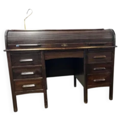 Bureau américain vintage en bois avec volet roulant